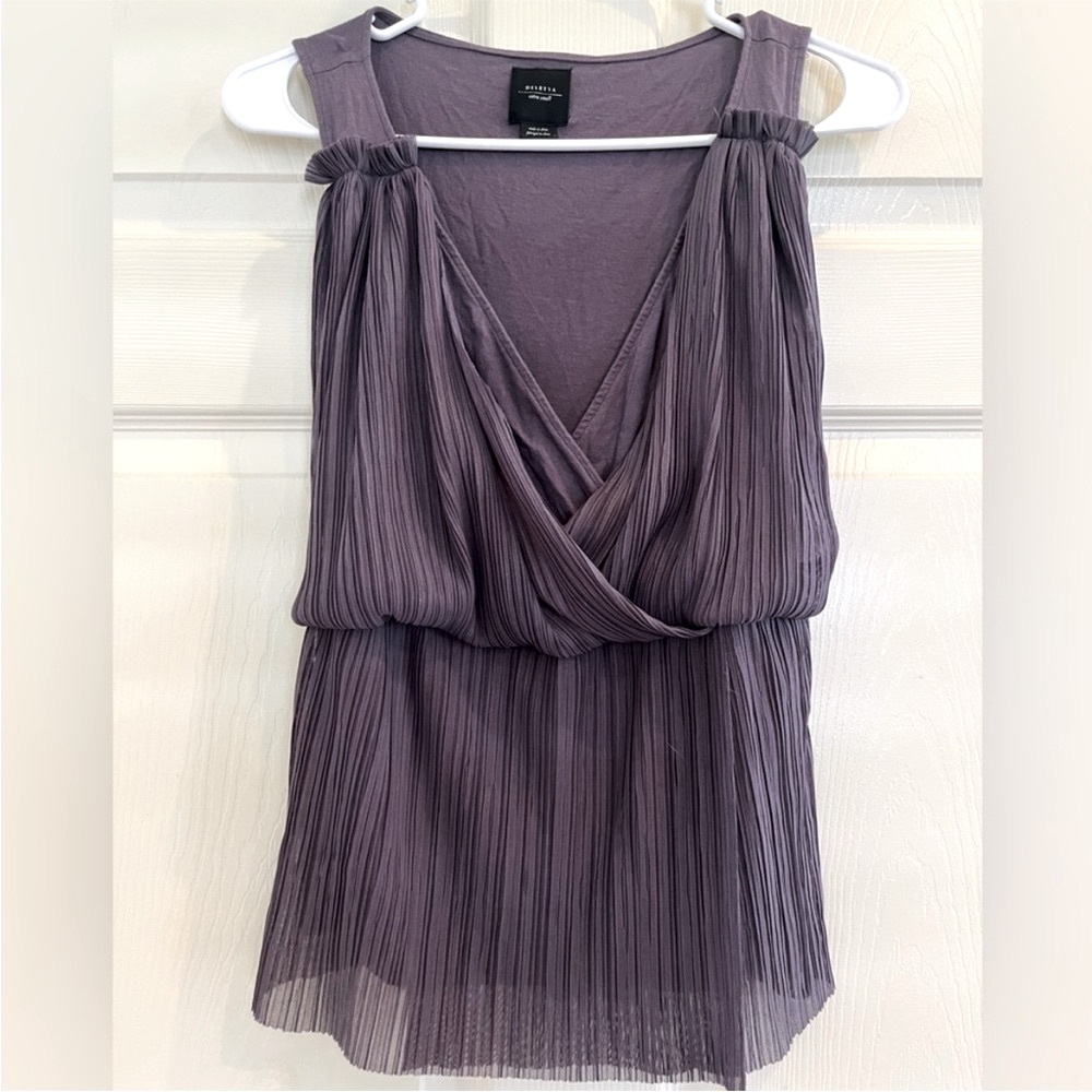 DELETTA Purple Sleeveless Pleated Top